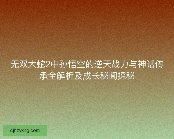 无双大蛇2中孙悟空的逆天战力与神话传承全解析及成长秘闻探秘